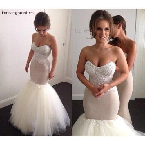 New Fancy Gorgeous Blush Pink Long Mermaid Wedding Dress Sweetheart Lace Appliques Backless Formal Bridal Gown Plus Size Custom