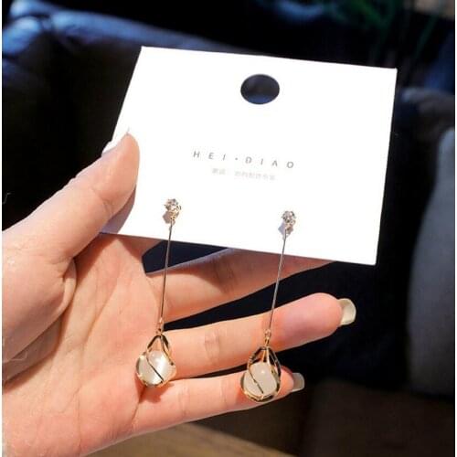 Oval Cat Eye Stone Drop Earrings Drop Earrings for Women Long Tassel Dangle Earrings Weddings Jewelry Gifts