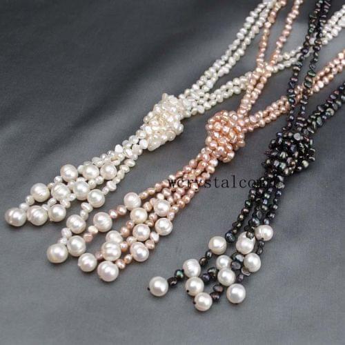 Wholesale new Baroque Strand Natural Wrap around 5-6 MM Pearl Long Lariat Necklaces nugget 50"