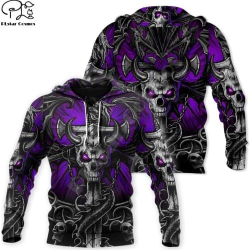 PLstar Cosmos Devil Ghost Gothic Skull Warrios Tattoo Tracksuit Pullover NewFashion Harajuku 3DPrint Men/Women Casual Hoodies 18