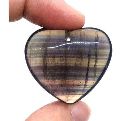 Natural Colorful Fluorite Crystal Pendant For Woman Man 38x35x17mm Heart Love Shape Beads Healing Rainbow Gemstone Jewelry AAAAA