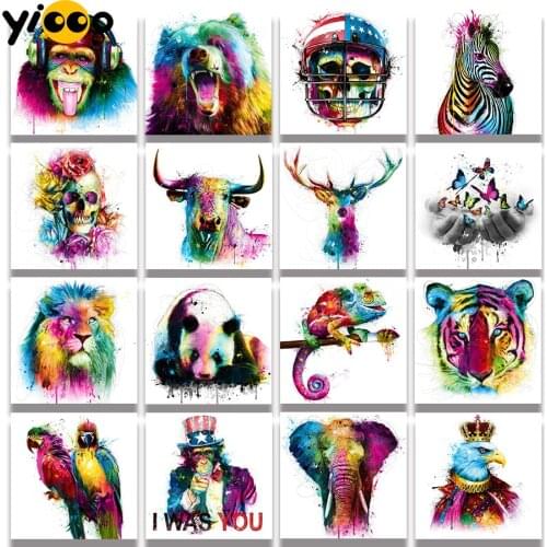 Full Square Diamond Painting Cross Stitch 5D Embroidery Colorful Animals Diamond Mosaic Rhinestone Home Decor Gift TA16