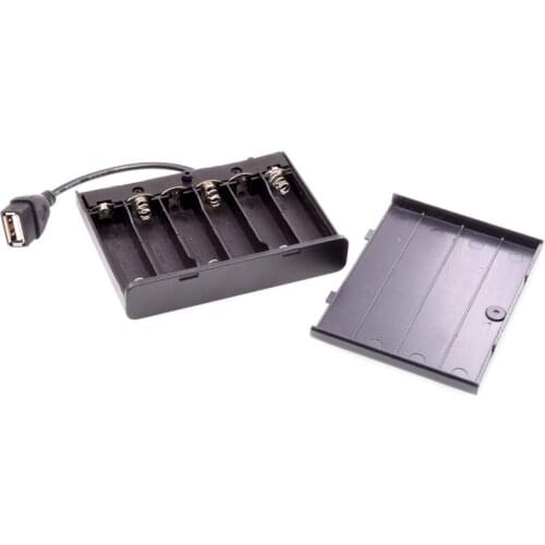DC9V Portable 6 x AA Batteries Holder Case USB Power Supply Battery Storage Box Cover For Christmas LED Strip Lights