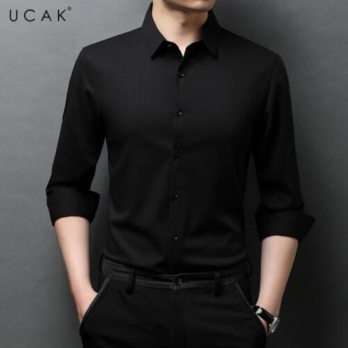 UCAK Brand Autumn Pure Color Long Sleeve Shirts Men Clothing New Fashion Style Streetwear Casual Soft Shirt Clothes Homme U6247