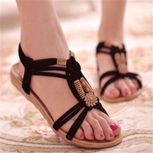 Akexiya New Women Summer Sandals Women Shoes Bohemia Gladiator Beach Flat Casual Sandals Female Ladies Women Slip On Sandalias
