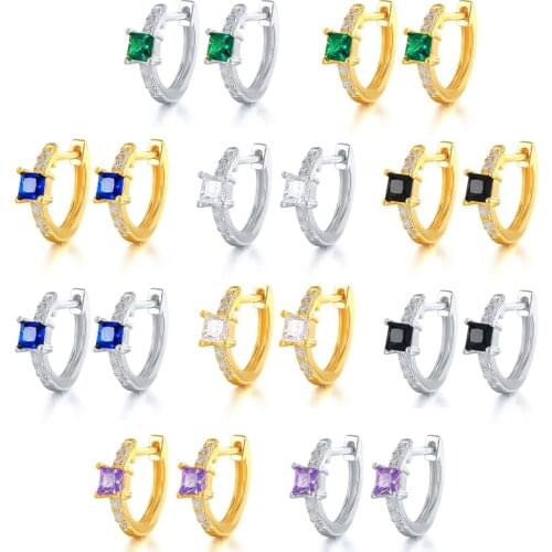 Canner 925 Sterling Silver Hoop Earrings 5 Colors Earrings For Women Luxury Huggies Earrings Hot Selling kolczyki damskie 1 Pair