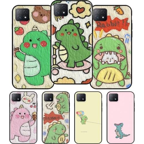 Cute painting dinosaur Silicone For OPPO AX7 A1K A94 A93 A92S A73 A72 A53S A52 A32 A31 A12E A11X A9 A5 2020 Soft Phone Case