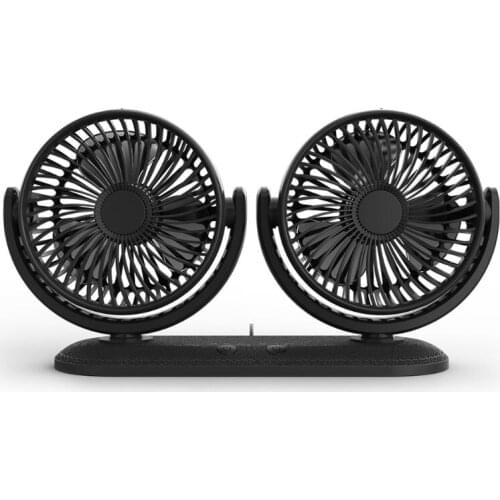 USB 5V 2A Fan 360° Rotatable Dual Head Car Fan Adjustable 3 Speeds Dashboard Desk Auto Fan for Vehicle SUV RV Boat