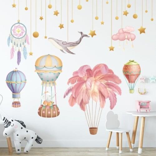Balloon Cartoon Wall Stickers for Kids Room Decoration Aesthetic Nursery Girl Bedroom Decor Decals for Furniture Wallpaper Art