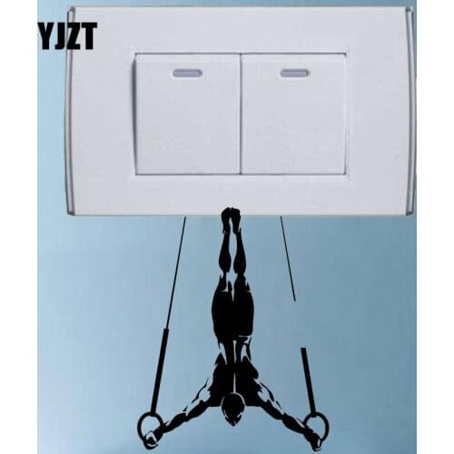 YJZT Muscle Man Gymnastic Rings Fashion Light Switch Girl Room Home Decoration Sticker 8SS-2399