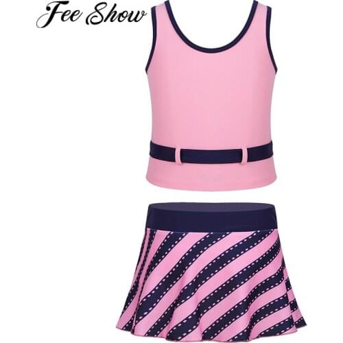 Girls Two Pieces Swim Suits Children Swimwear Kids Bathing Suits Girls Swimsuits Striped Skirt Beach Wear maillot de bain femme