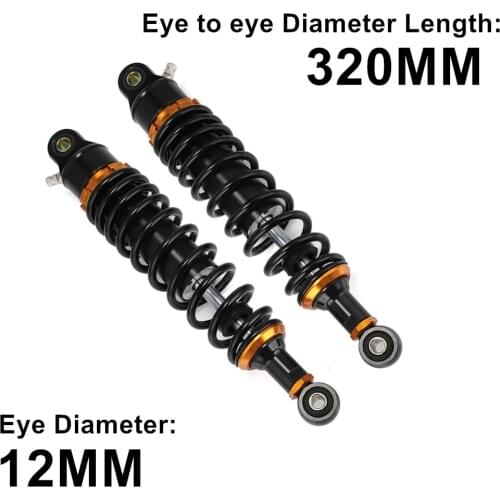 1 pair 12.5" 320mm Motorcycle Air Shock Absorber Rear Suspension Motor Scooter Dirt Bike ATV Quad Black D30