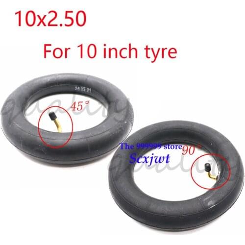 10inch 10X2.50 Inner Tube 10*2.5 Tube Innertube with bent valve 45 90 Degree valve for Baby Stroller Tricycle Bike Scooter Parts
