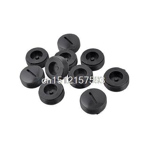 10 Pcs Black Male Thread 20mm Dia Carbon Brush Holder Caps Covers