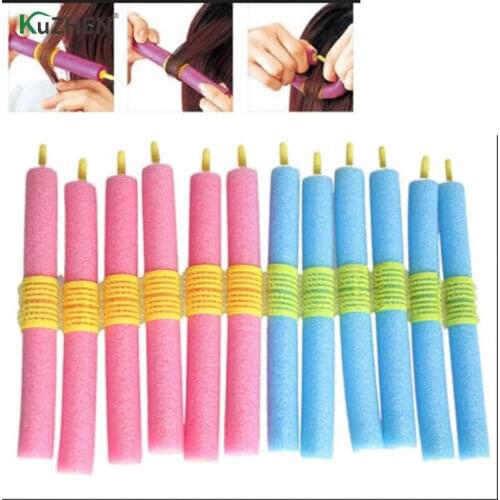12pcs/set Pink Blue Soft Sponge Foam Cushion Hair Rollers Curlers Salon Barber DIY Curls Hairdressing Tool Kit