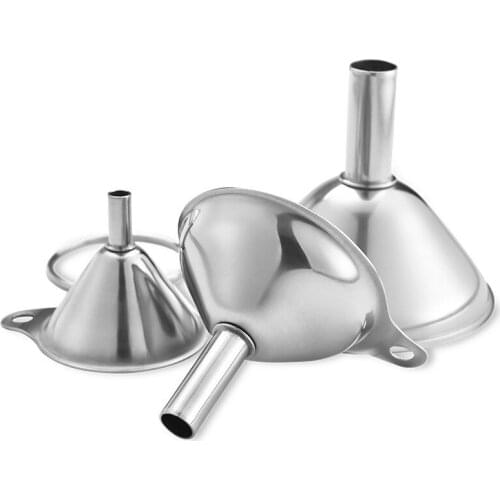 3 PCS Stainless Steel Funnel Kit, Large, Medium, and Small Mouth Funnels Bar Wine Flask Funnel Mini for Filling Hip Flask Narrow