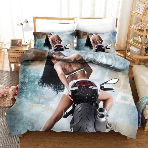 3D Locomotive beauty Bedding Sets Motorcycle Duvet Cover Pillow Cases Print Black Bedclothes Bedline