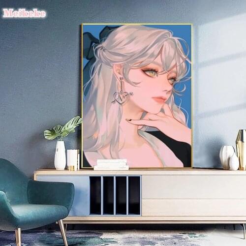 5D DIY Pretty Girl new Portrait Diamond Painting Full Square/round Diamond Embroidery Suit Background Wall Decoration