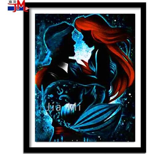 Mermaid Fairy Princess & Prince Full Square Round Drill 5D Diy Diamond Painting Cartoon Fantasy Embroidery Cross Stitch Beaded