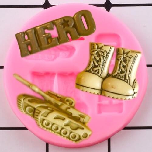 Army Boots Tank Silicone Molds Hero Cupcake Topper Fondant Cake Decorating Tools Candy Polymer Clay Chocolate Gumpaste Moulds