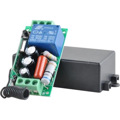 AC 220V 1 CH 10A Relay Receiver RF Wireless Light Lamp LED Bulb Power Remote Receiver Learning Momentary Toggle Latched 315/433