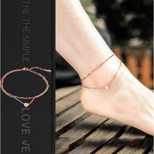YADA Japanese style Heart Anklets Bracelet for Women Foot Gold color Heart-shaped Ankle Beach Barefoot Sandals Ankle AT200077
