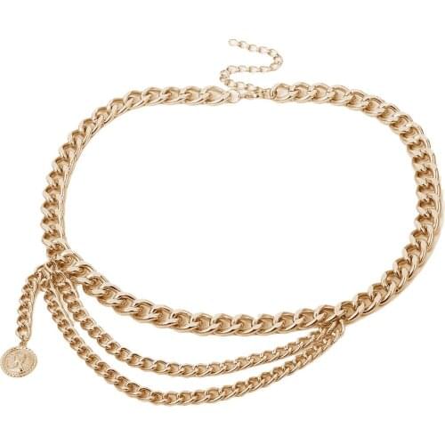 Women Dress Pants Belt Metal Chains Punk Style Hip Hop Multi-layer Waist Chain for Party Simple Jewelry Gift Accessories