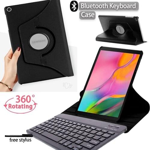 For Samsung Galaxy Tab A 10.1 T510 T515 /Galaxy Tab S6 Lite 10.4"P610 P615 Anti-fall 360 Rotating Tablet Case+Bluetooth Keyboard