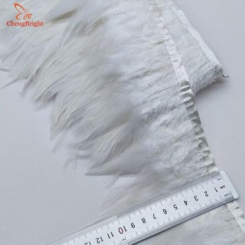 ChengBright 10Yards Cock Feathers Trim Cloth Sideband Chicken Pheasant Feather Trims Clothing Wedding Feather Ribbon DIY