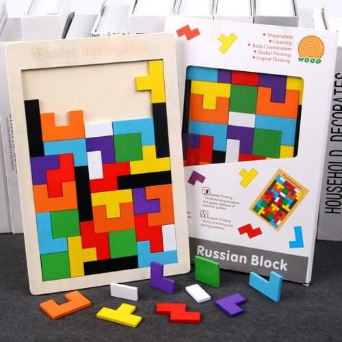 Childrens Tetris Jigsaw Puzzle Game Educational Toys Wooden Puzzle Logic Game Childrens Toys Kids Gifts