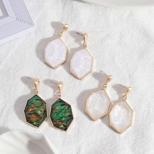 E7592 ZWPON Iridescent Resin Earrings Geomatric Irregularity Heptagon Drop Earrings for Women Brand Boutique Jewelry