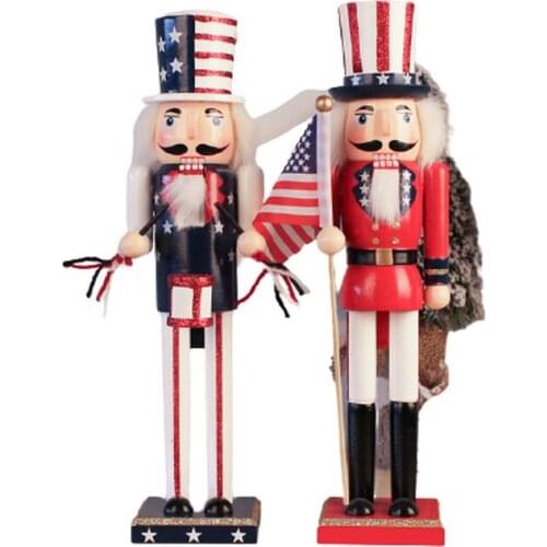 Nutcracker 38 CM American Flag Drummer Walnut Clip Puppeteers Small Walnut Soldiers Kids Craft Craft Kit Toys for Children