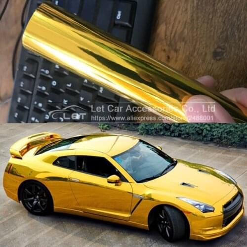 The newest High stretchable flexible mirror Gold Chrome Mirror flexible Vinyl Wrap Sheet Roll Film Car Sticker Decal Sheet