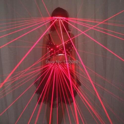 Halloween Red LED Clothes, Laser Suits Sexy Girl Bra,Led Glasses For Nightclub Performers dance costume
