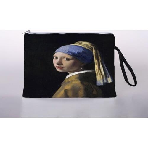 Classic oil painting cosmetic bag ladies mini cosmetic bag storage bag travel storage bag handbag
