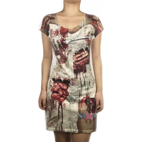 Scary Zombie Bride Halloween Costume for Women Unique Horror Living Dead Zombie Girl Costumes Undead Halloween Dress Plus Size