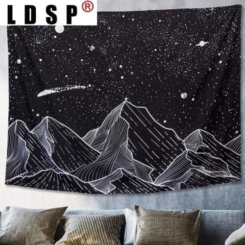 LDSP Mountain Moon Star Tapestry Wall Hanging Covering Rugs Background Cloth Beach Mat Blanket Art Bedroom Dorm Home Decor