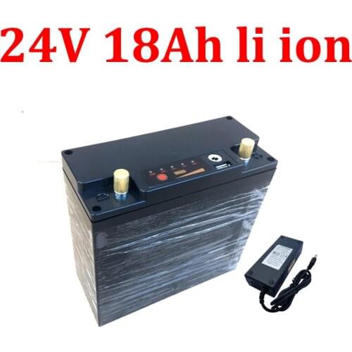 24v 18ah lithium ion battery li ion with USB port 18650 BMS for 500w 350W ebike RV Solar Weeder mower wheelchair +3A charger
