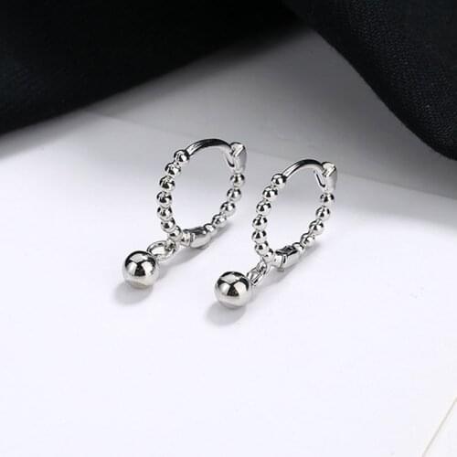 Foxanry Minimalist 925 Sterling Silver Earrings for Women New Trendy Vintage Round Bead Ear Buckle Jewelry Party Gifts Wholesale