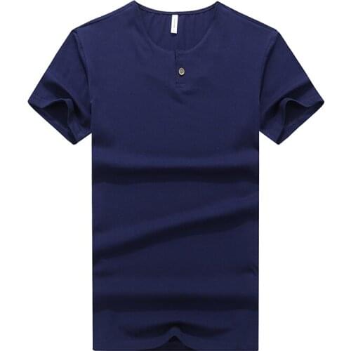 2021 Summer Top Quality Cotton T Shirt Men Solid Color Design V-neck T-shirt Casual Classic Mens Clothing Tops Tee Shirt Men