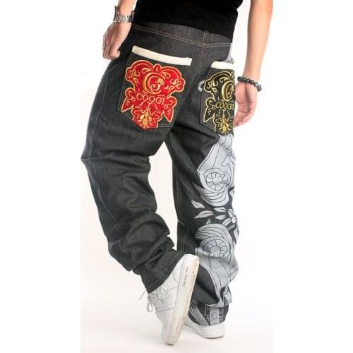 Mens Jeans Top Limited 2021 Loose Hip Hop Jeans Men Printed Tide Mens Dress Casual Denim Trousers Cotton Pattern Harem Pants46