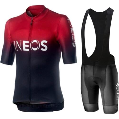 2019 INEOS Suit Summer Cycling Jersey Set Breathable Racing Sport Bicycle Jersey Men Cycling Clothing Short Sleeve Gel Pad