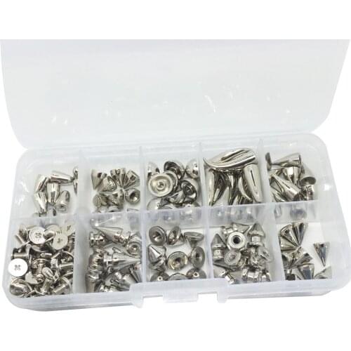 90 Set Punk Decorative Cone Spikes Screwback Studs Case Kit Spots Leathercraft DIY Belt Shoes Clothes Decoration