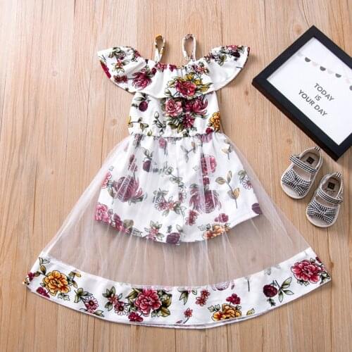 2020 New Kids Dress For Girls Cotton Summer Dress Flower Girls Clothes Strapless Princess Dress Girl Vestidos