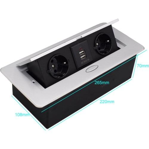 Desktop Pop Up Multimedia Socket Connection Box with Socket and USB Chargers for Conference Room with Plug