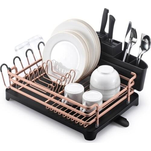 Silver Not Rust Aluminium Kitchen Drying Dish Rack Sink Drain Holder Cutlery Drainer Accessories Storage Plates Bowls Organizer