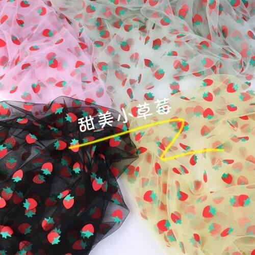 2m/lot Mesh Net Strawberry Fabric for Wedding Home Decoration Bride Dress Kids Skirt Costume Headband Sewing Accessories