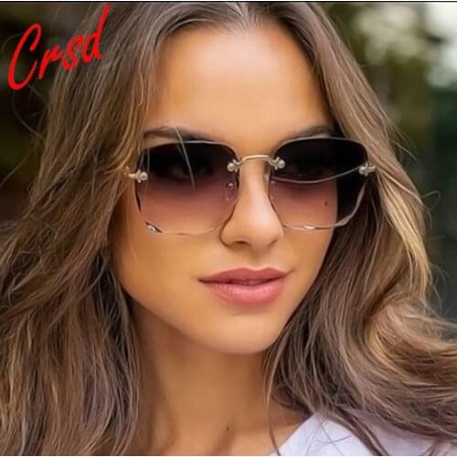 2020 Fashion Square Gradient Sunglasses Men and Women Universal Oversized Retro Trimming Rimless Sunglasses UV 400
