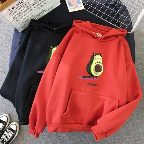 Avocado Letter Print Sweatshirt Winter Harajuku Kawaii Oversize Hoodies Female Kpop Hoody Ladies Cute Long Sleeve Streetwear