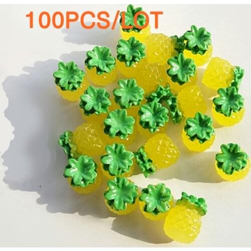Tanduzi Wholesale 100PCS Resin Flatback Pineapple Simulation Fruit Dollhouse Miniatures DIY Decoden Deco Parts